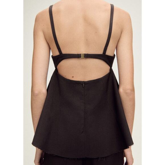 Mango V-Neck with Open Back Tank Top - S Brown - Picture 5 of 6